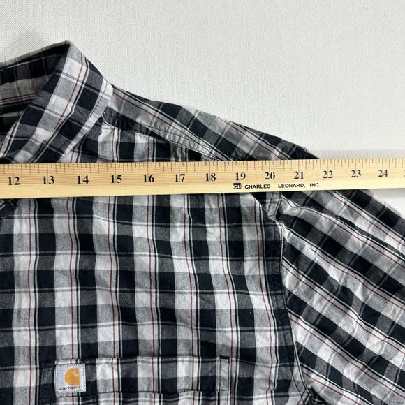 Carhartt Button Down Shirt‎ Mens Size 2XL Plaid Short Sleeve Relaxed Fit - Picture 7 of 9